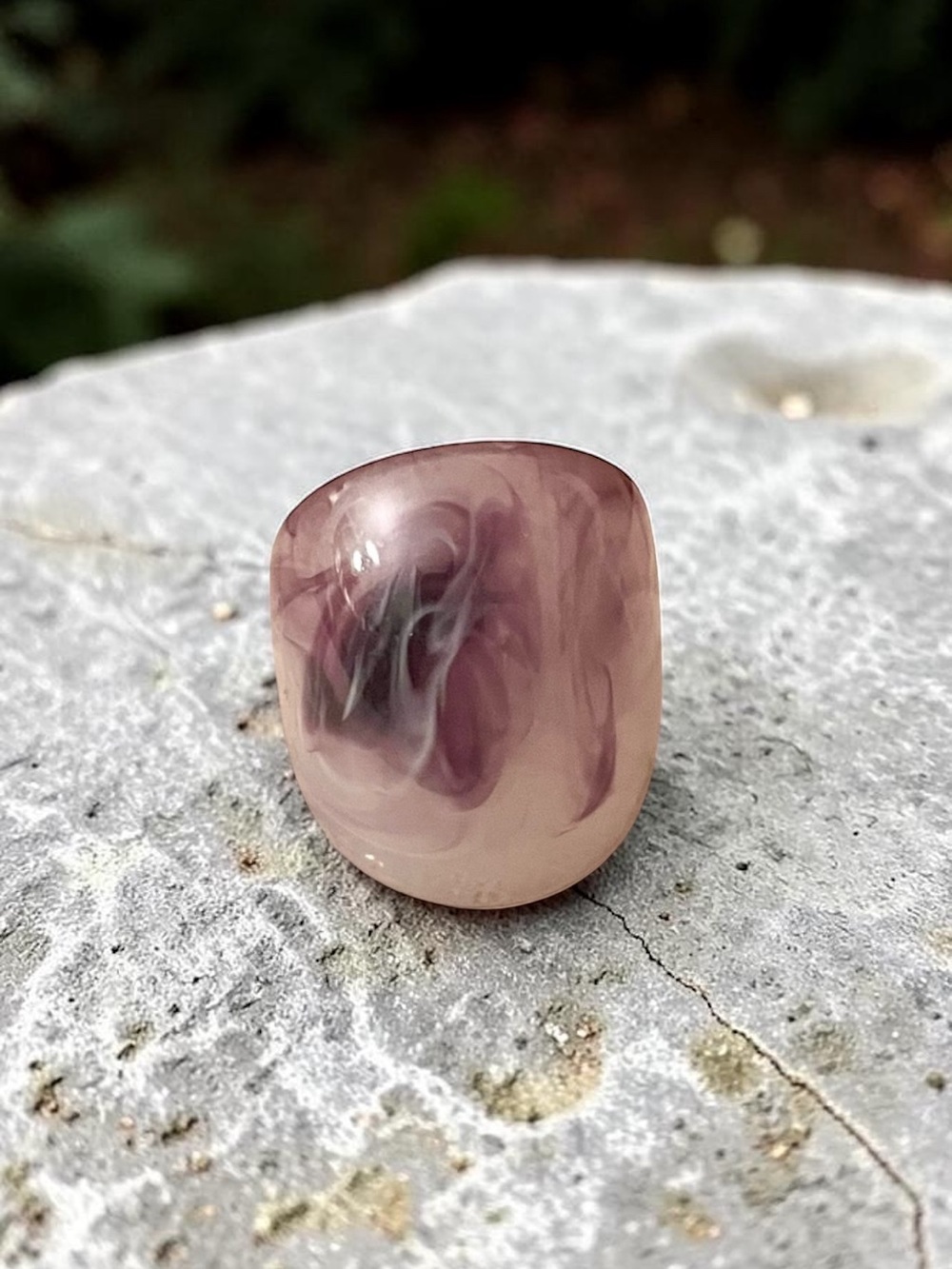 Lavender Purple Swirl Dome Ring, Metal Free Size 8